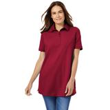 Plus Size Women's Perfect Short-Sleeve Polo Shirt by Woman Within in Classic Red (Size 3X)
