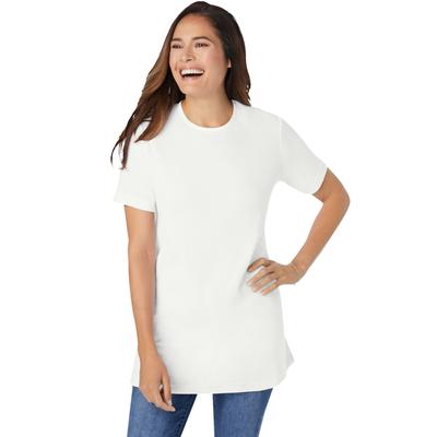 Plus Size Women's Thermal Short-Sleeve Satin-Trim Tee by Woman Within in White (Size 1X) Shirt