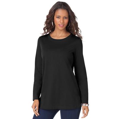 Plus Size Women's Long-Sleeve Crewneck Ultimate Tee by Roaman's in Black (Size 5X) Shirt