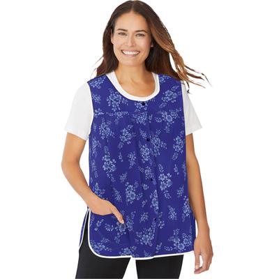 Plus Size Women's Snap-Front Apron by Only Necessities in Ultra Blue Bouquet (Size 22/24)