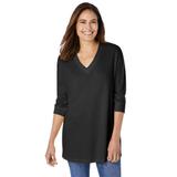 Plus Size Women's Three-Quarter Sleeve Thermal Sweatshirt by Woman Within in Black (Size 18/20)