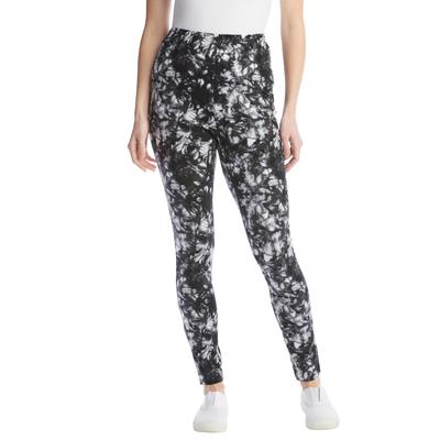 Plus Size Women's Stretch Cotton Printed Legging by Woman Within in Black White Tie Dye (Size M)