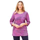 Plus Size Women's Suprema® Feather Together Tee by Catherines in Deep Azalea Feather (Size 5X)