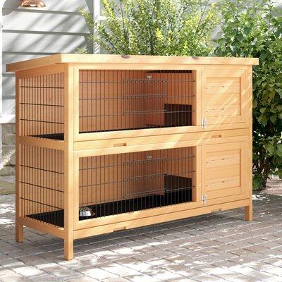 Archie & Oscar™ Griffen Weather Resistant Hutch Solid Wood (common for Rabbit Hutches) in Brown, Size 36.5 H x 53.5 W x 19.5 D in | Wayfair