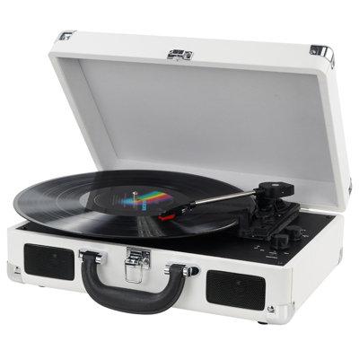 DIGITNOW Turntable Record Player 3 Speeds w/ Built-In Stereo Speakers in White | 14 H x 11 W x 5 D in | Wayfair M417-White