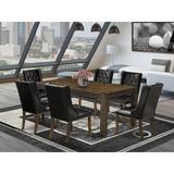 Red Barrel Studio® Tawton Rubber Solid Wood Dining Set Wood/Upholstered in Brown | Wayfair FB1EE2AAA9804362A272FD86A7A7AC1F