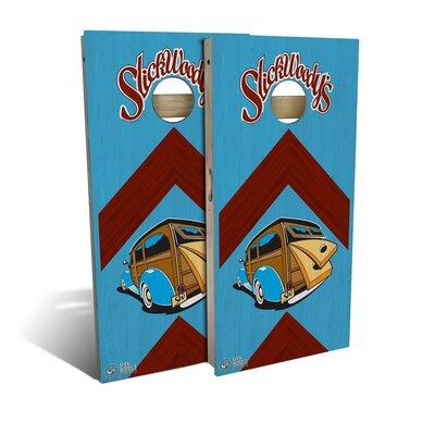 Skip's Garage 2' X 4' Wagon Arrow Cornhole Board Set w/ Hole Lights Solid Wood in Blue/Brown/Green | 12 H x 24 W x 48 D in | Wayfair
