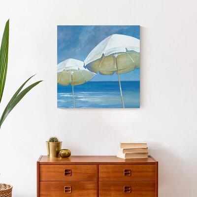 Highland Dunes Painted Beach Umbrellas - Wrapped Canvas Painting Print Canvas in Blue | 20 H x 20 W x 2 D in | Wayfair