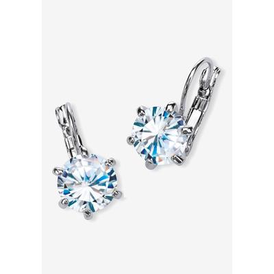 Women's Platinum-Plated Drop Earrings (12x10mm) Cubic Zirconia (8 cttw TDW) by PalmBeach Jewelry in Platinum