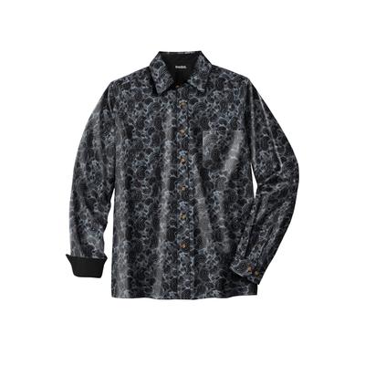 Men's Big & Tall The No-Tuck Casual Shirt by KingSize in Black Paisley (Size 4XL)