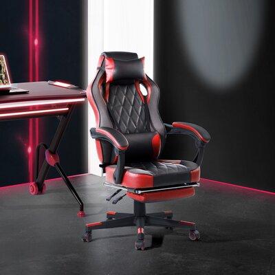 Wade Logan® Harrel Gaming Chair Faux Leather/Upholste in Red, Size 47.4 H x 26.4 W x 26.4 D in | Wayfair 85AF1D5608B4492782093EB8DBA95458
