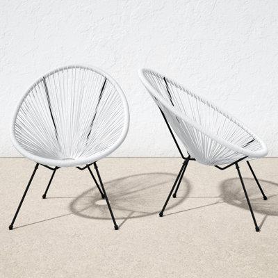 AllModern Outdoor Hammock Weave Patio Chair Metal/Wicker/Rattan in White | 33.5 H x 28.25 W x 31.25 D in | Wayfair 30FABF48C6934BAC80C56A5599E39A90