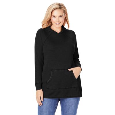 Plus Size Women's Washed Thermal Hooded Sweatshirt by Woman Within in Black (Size 22/24)