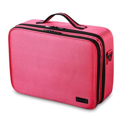 Byootique Professional Cosmetic Case Beauty Brush Makeup Box Artist Travel Portable Bags in Pink | Wayfair 12MKC025-5C2T-28