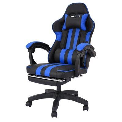Inbox Zero PC & Racing Game Chair Faux Leather in Blue/Black, Size 48.4 H x 27.5 W x 27.5 D in | Wayfair 54C42EF5379A439B825C80DAFFBB02EE