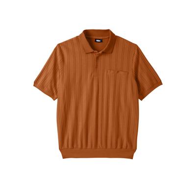 Men's Big & Tall Banded Bottom Polo Shirt by KingSize in Ginger (Size 4XL)