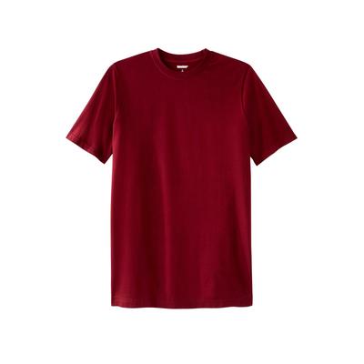 Men's Big & Tall Shrink-Less Lightweight Longer-Length Crewneck T-Shirt by KingSize in Rich Burgundy (Size 8XL)