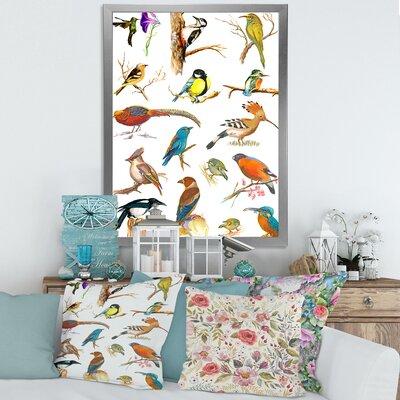 East Urban Home Vibrant Colored Birds Plancard - Print on Canvas Metal in Brown/Green | 40 H x 30 W x 1.5 D in | Wayfair