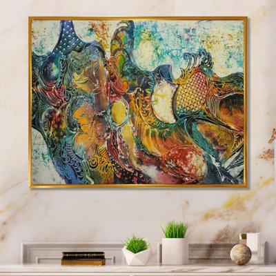 East Urban Home Mother w/ Child in Batik - Painting on Canvas Metal in Blue | 24 H x 32 W x 1 D in | Wayfair 4A1911A32A5D45719D787325736306BF