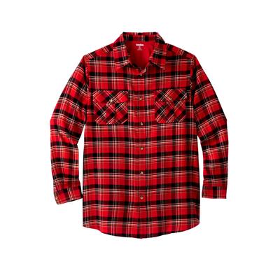 Men's Big & Tall Plaid Flannel Shirt by KingSize in True Red Plaid (Size 3XL)