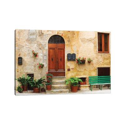 East Urban Home Italy, Pienza. House Door. by Jaynes Gallery - Wrapped Canvas Photograph Metal in Brown/Green/White | 40 H x 60 W in | Wayfair