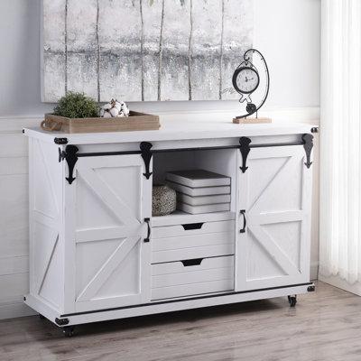 Howden 2 - Drawer 2 - Door Accent Cabinet Wood/Metal in White Laurel Foundry Modern Farmhouse® | 32 H x 47 W x 16 D in | Wayfair