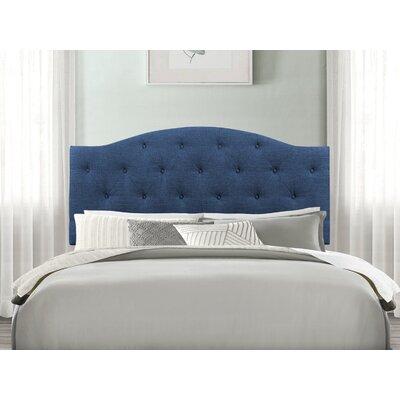 Red Barrel Studio® Panel Headboard Upholstered/Wood & Upholstered/Linen in Blue/Black | 56 H x 80 W x 3 D in | Wayfair