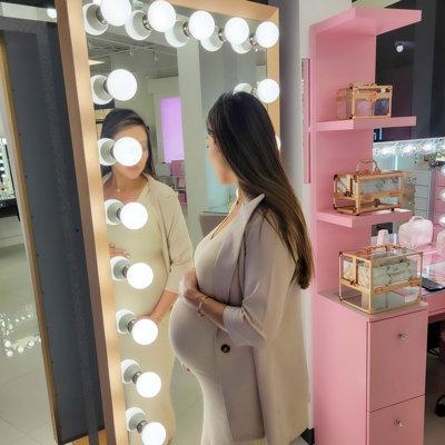 IMPRESSIONS VANITY · COMPANY Starlight Full Body LED Makeup Mirror Lighted Vanity Mirrors w/ 21 Bulbus Body Makeup Mirror in Yellow | Wayfair