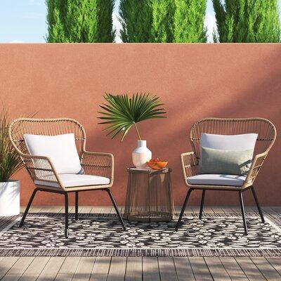 Bayou Breeze Alysa 3 Piece Rattan Seating Group w  Cushions Metal in Brown | Outdoor Furniture | Wayfair 5CFB10315E614AA38C9A50E500438164