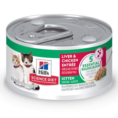 Science Diet Kitten Liver & Chicken Entree Canned Wet Cat Food, 2.9 oz.
