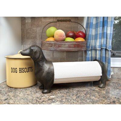 Darby Home Co Resin & Metal Dog Freestanding Paper Towel Holder Metal in Brown, Size 10.0 H x 5.125 W x 16.75 D in | Wayfair