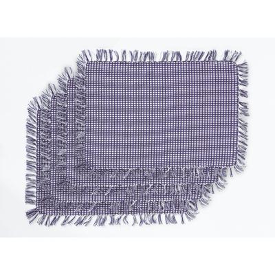 HOMESPUN FRINGED Placemats 4 PK13X19 by LINTEX LINENS in Marine Blue