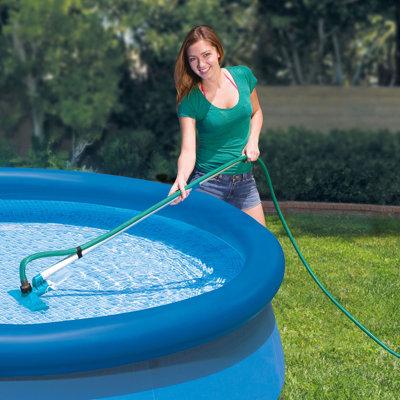 Intex 12' x 2.5' Round Pool w/Filter Pump & Pool Cleaning Kit w/Vacuum & Pole in Gray | 37.3 H x 11.4 W x 3.9 D in | Wayfair 28002E + 28211EH
