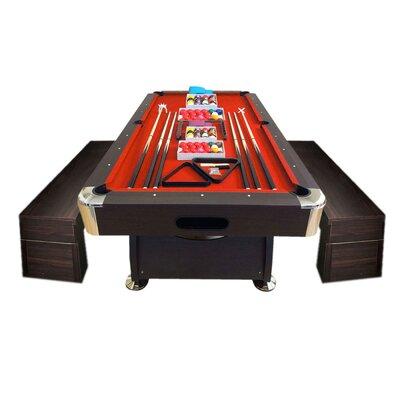 Simba USA Inc 8' Feet Billiard Pool Table Full Set Accessories Vintage 8 w/ Benches Solid Wood in Red | 31.5 H x 98 W x 54 D in | Wayfair SMBA1104