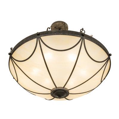 2nd Ave Lighting Carousel 6 - Light Unique/Statement Bowl Pendant in Brown/White | 7 H x 25.5 W x 27 D in | Wayfair 232899