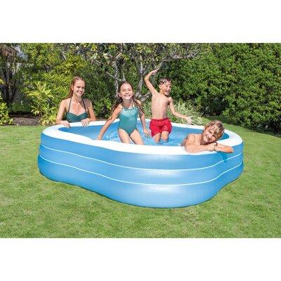 Intex kids 120V Quick Fill Air Pump & Intex kids 90in x 90in x 2in Inflatable Pool Plastic in Blue/Gray | 22 H x 90 W x 90 D in | Wayfair