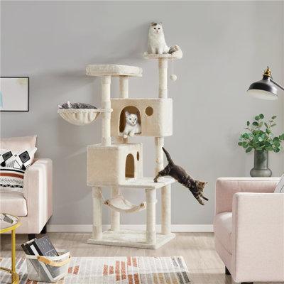 Tucker Murphy Pet™ 65" Cat Tree Rope/Cardboard/Manufactured Wood in Gray/White | 64.5 H x 23.5 W x 20 D in | Wayfair