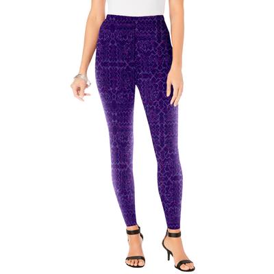 Plus Size Women's Ankle-Length Essential Stretch Legging by Roaman's in Violet Layered Geo (Size 2X) Activewear Workout Yoga Pants