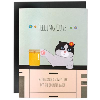 Moose & Pig Feeling Cute Cat Blank Card, .63 OZ