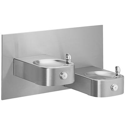 Elkay EHWM217FPRAK Soft Sides Stainless Steel Heavy Duty Reverse Bi-Level Wall Mount Non-Filtered Freeze-Resistant and Vandal-Resistant Drinking Fountain with Frame