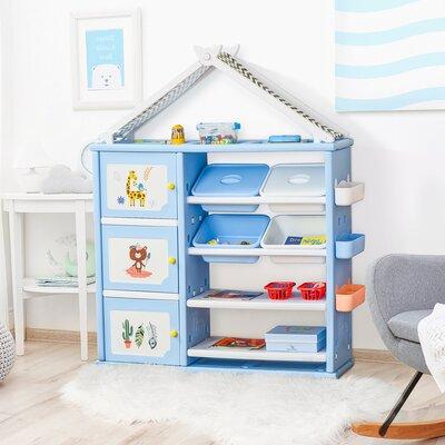 Zoomie Kids Zhang Kids Toy Organizer & Storage Book Shelf w/ Shelves, Storage Cabinets, Storage Boxes, & Storage Baskets in Blue | Wayfair
