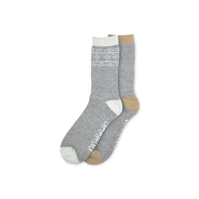 Plus Size Women's 2 Pack Super Soft Midweight Cushioned Thermal Socks by GaaHuu in Grey Heart Snowflake (Size ONE)