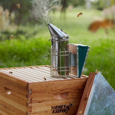Honey Keeper Stainless Steel Beehive Smoker w/ Heat Shield Stainless steel in Gray/Green | 12.25 H x 4 W x 9.5 D in | Wayfair BEE-TOOL-SM125