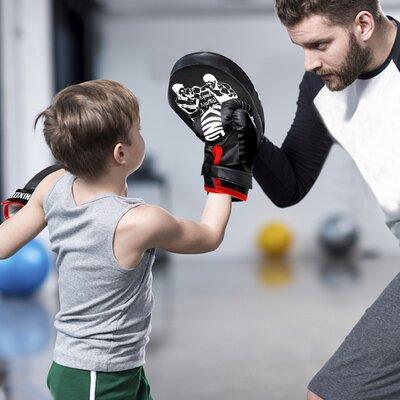 WonderLiving Boxing Set For Boy & Girl w/ Boxing Gloves, Mitts Kit Fabric in Black | 18.1 H x 13 W x 2.6 D in | Wayfair MD2021102903