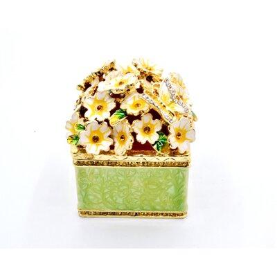 House of Hampton® Square Floral Trinket Box w/ Butterfly in Green, Size 2.0 H x 1.5 W x 1.5 D in | Wayfair 8C88102AA5294825867E33191C846CC3