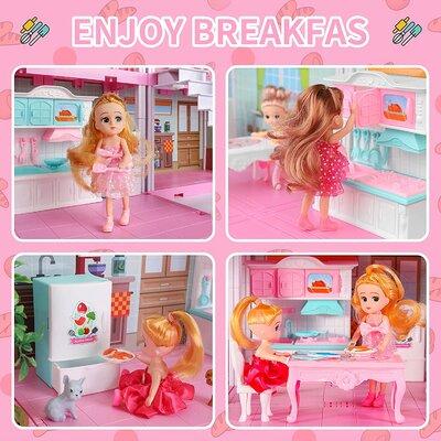 UNIQUE^ Toddler Dollhouse Plastic in Pink, Size 35.8 H x 28.3 W x 28.3 D in | Wayfair UNIQUE844cc63