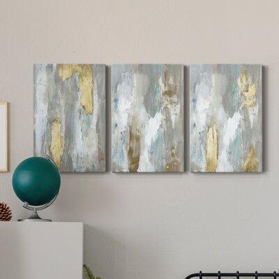 Willa Arlo™ Interiors Textured Neutrals & Gold I - 3 Piece Wrapped Canvas Painting Set Canvas in Gray/White | 48 H x 96 W x 1 D in | Wayfair