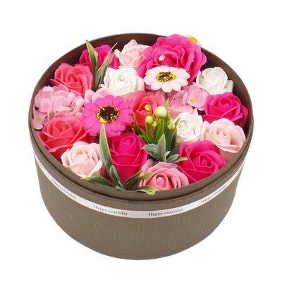 Primrue Artificial Fake Scented Rose Flowers Forever Soap Rose Flower in Round Gift Box in Pink | 9.5 H x 9.5 W x 5.5 D in | Wayfair