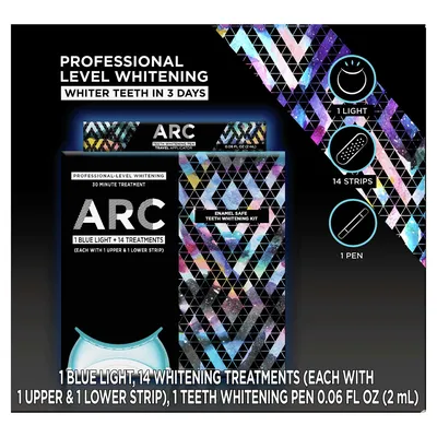 ARC Blue Light Teeth Whitening Kit, 14 Treatments + Bonus ARC Teeth Whitening Pen
