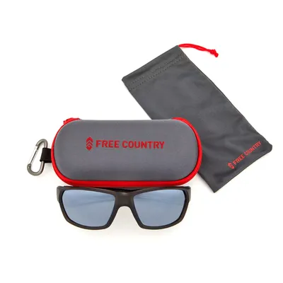 Free Country Men's Sunglass with Microfiber Bag and Zippered Case